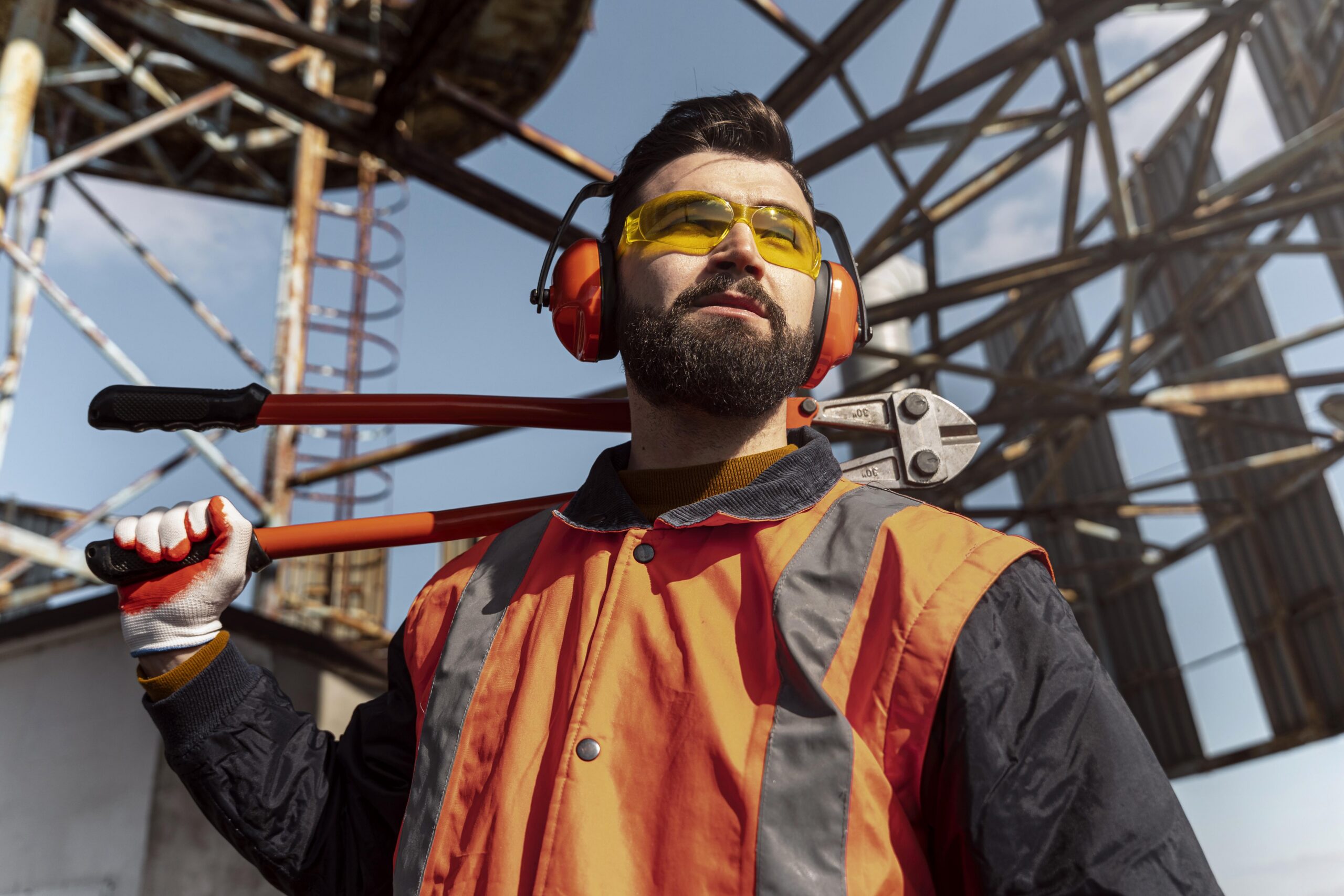 Freepik construction job site male worker with compliance equipment